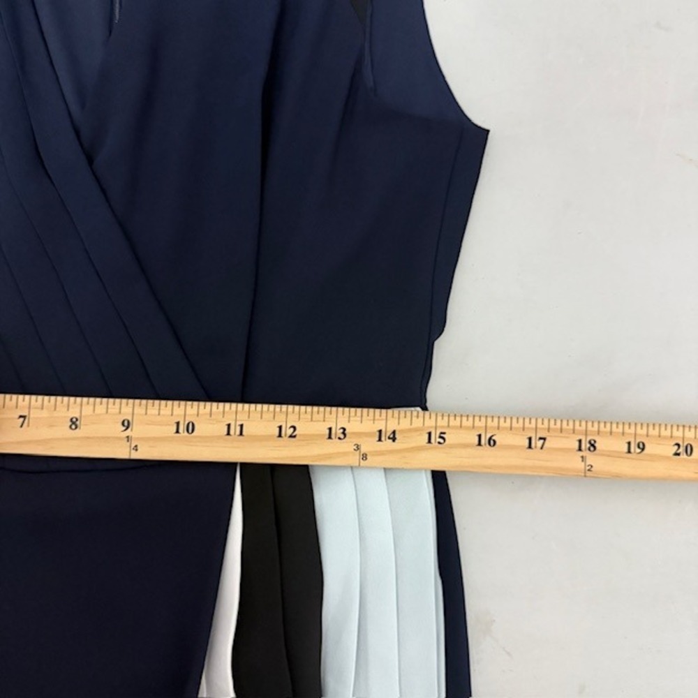 BCBGMAXAZRIA Sleeveless Wide Leg Overlay Jumpsuit Colorblock Pleated Formal - Picture 3 of 11